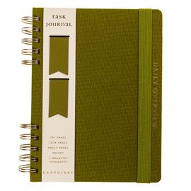 Graphique Daily Task Journal Luxe Collection, Fabric-Wrapped Hardcover Spiral Notebook for Planning & Writing, Priority List Planner with Magnetic Bookmarks & Gold Foil Embossing,192 Pages, 6” x 8”