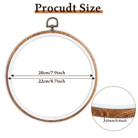 6 Pieces 8 inch Embroidery Hoop Frame, Imitated Wood Embroidery Display Frame Circle, Cross Stitch Hoop Ring, Round Embroidery Hoops for Art Craft Sewing and Hanging Ornaments