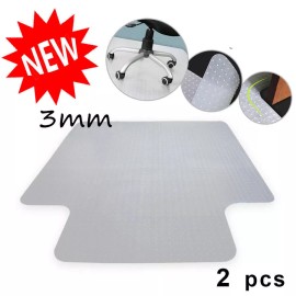 SEGAWE 2 PCS PVC Office Chair Mat 3mm w/ Lip Anti-Slip Mat for Pile Carpet 48"x36"