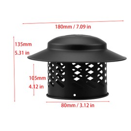 Ankuce Cone Top Chimney Cap, Chimney Cover Cap Outside Roof Fireplace Screen Cover Exterior Stove Pipe Topper (Black, 3in)