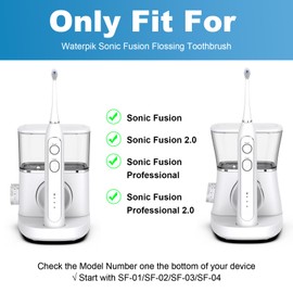 Replacement Brush Heads for WaterPik Sonic-Fusion 2.0 Flossing Toothbrush (SF-03/SF-04) and Sonic-Fusion Flossing Toothbrush (SF-01/SF-02),6 Count White with Covers