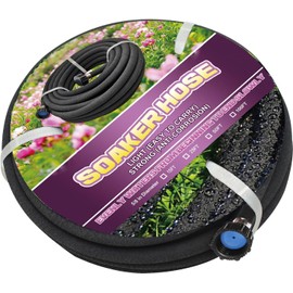 Short Soaker Hose 8ft -5/8 Round Rubber Garden Soaker Hoses, Heavy Duty Irrigation Drip Hose, Water Seeper Soaking Hose for Gardens, Flower Beds And Lawn Yard