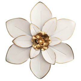 Metal Flower Wall Art Decor, 10“ Rustic Modern Floral Sculpture, Distressed Iron Wall Hanging Home Decoration Accent Artworks for Indoor Kitchen Bedroom Living Room Office Outdoor Garden Patio