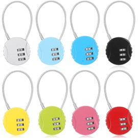 Moxweyeni 8 Pack Combination Wire Lock 3 Digit Small Combo Luggage Number Cable Padlock Outdoor Waterproof Resettable Lock for School Gym Locker Travel Backpack Suitcase Storage (Multi Color)