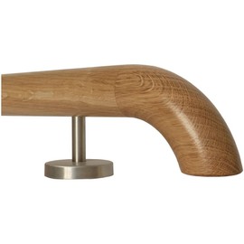 TIBU Oak Wooden Handrail Railing 0.3 m - 6 m, Length 30 cm, End Wooden Crumb and 2 Straight Holders