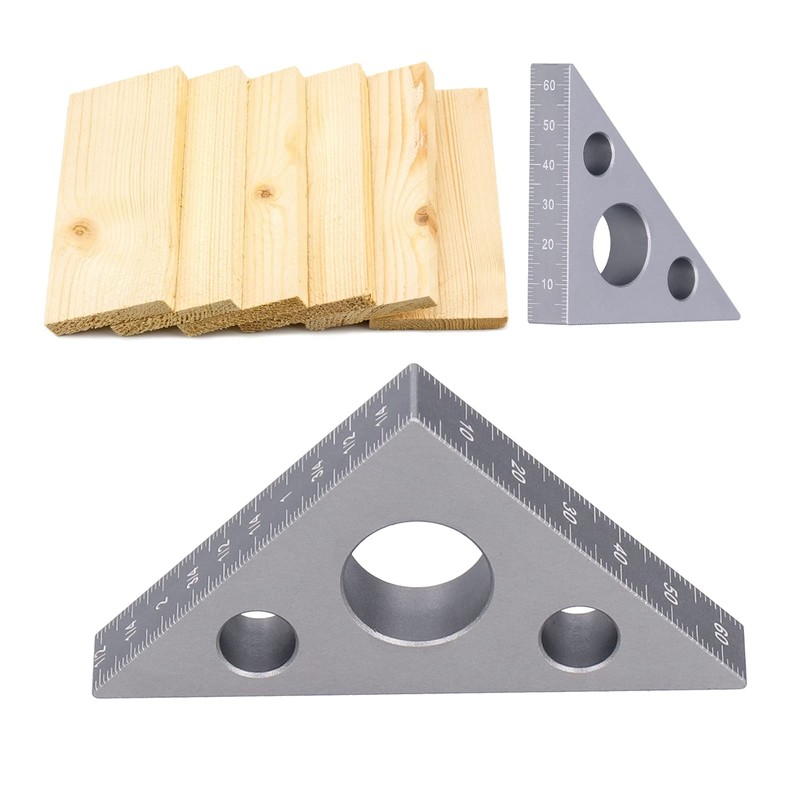 Aladeno Triangle Ruler, Aluminum Alloy Right Angle Ruler, 45/90 Degree,