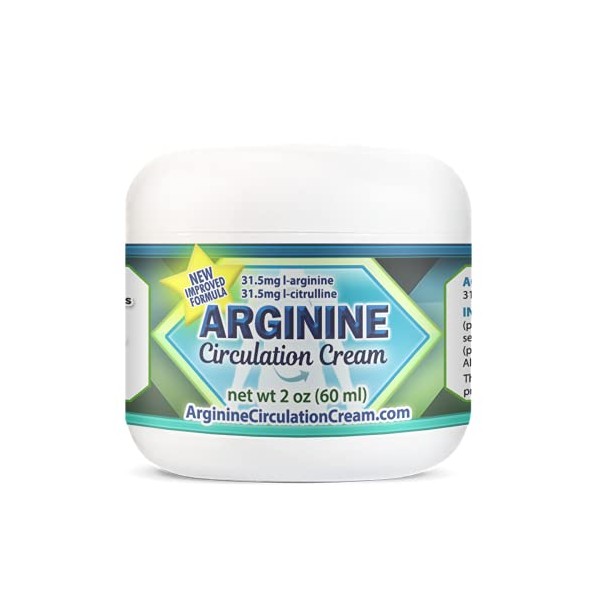 Arginine Circulation Cream 2 oz - Menthol, L Arginine & L Citrulline Circulation Lotion - Improve Blood Circulation to Cold Hands and Feet - Supports Better Blood Flow to Swollen Feet & Legs