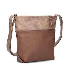 Zwei Jana J10 Women's Crossbody Bag 5 Litre Canvas Style Handbag in Two-Tone Design + Matching Cosmetic Bag/Purse (Wood), wood