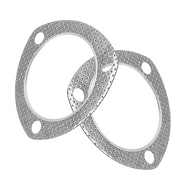 2 x 2.5 inch round 3-hole exhaust muffler flange gasket with inner ring, hole spacing 85 mm