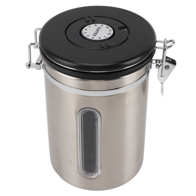 Coffee Canister 1800ml 304 Stainless Steel Window Design One Way