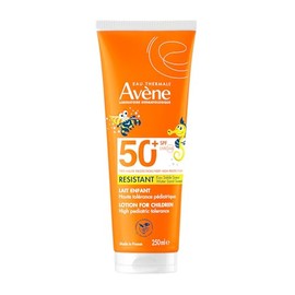 AVENE, Leche Solar Infantil FPS 50+, Resistente al Agua, Sudor y Arena, Alta Tolerancia Pediátrica, Con Agua Termal y Pretocoferil, 250 ml