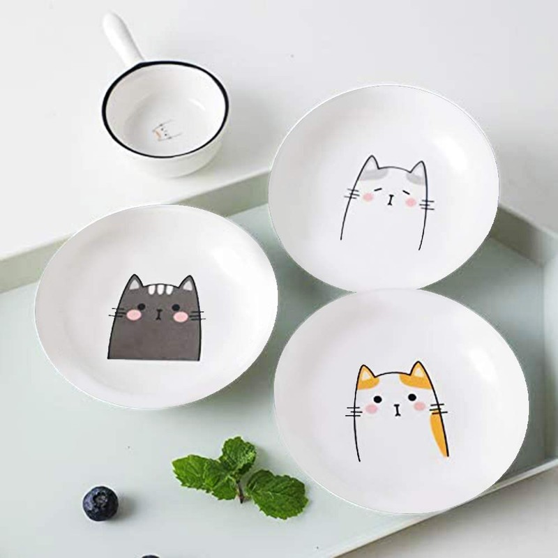 4pcs Ceramics Cat Dinner Relish Dishes Seasoning Dishes Dipping Appetizer