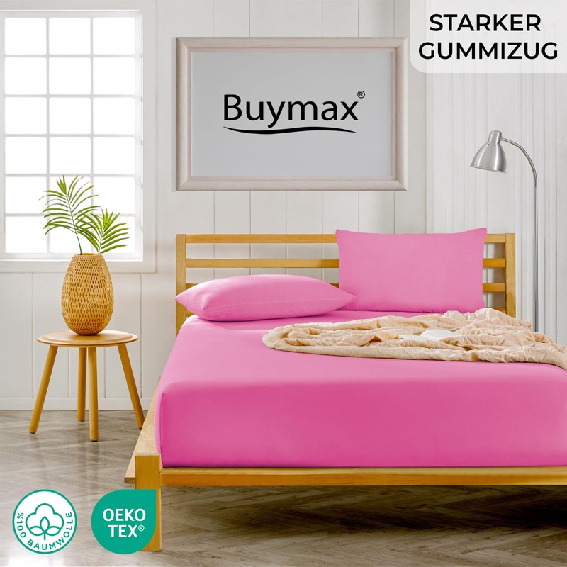 Buymax® Fitted Sheet, 100 x 200 cm, 100% Jersey Cotton,