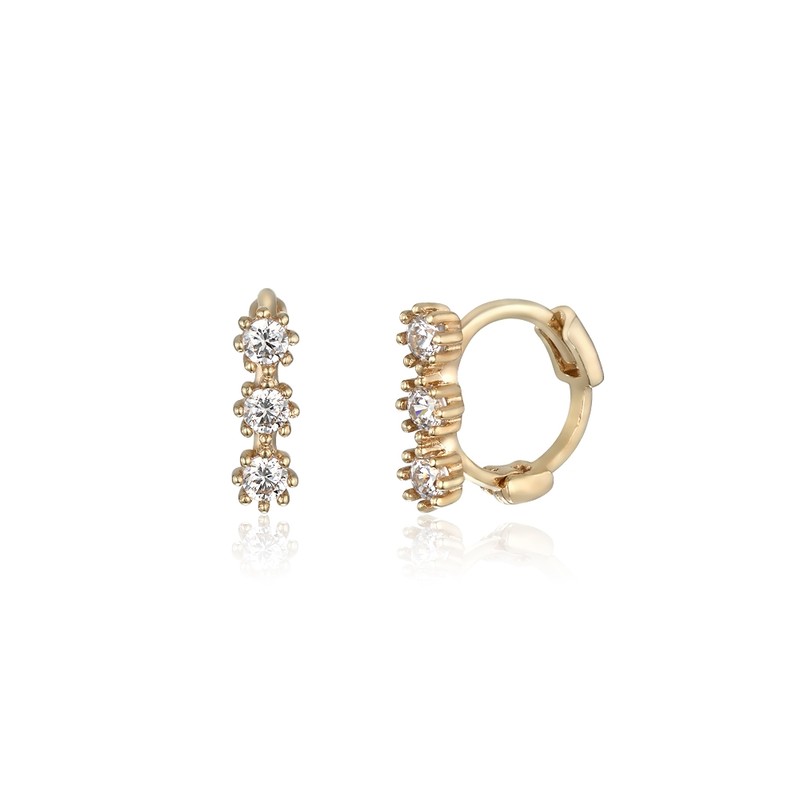 14k triple cubic mini one touch ring earrings color /