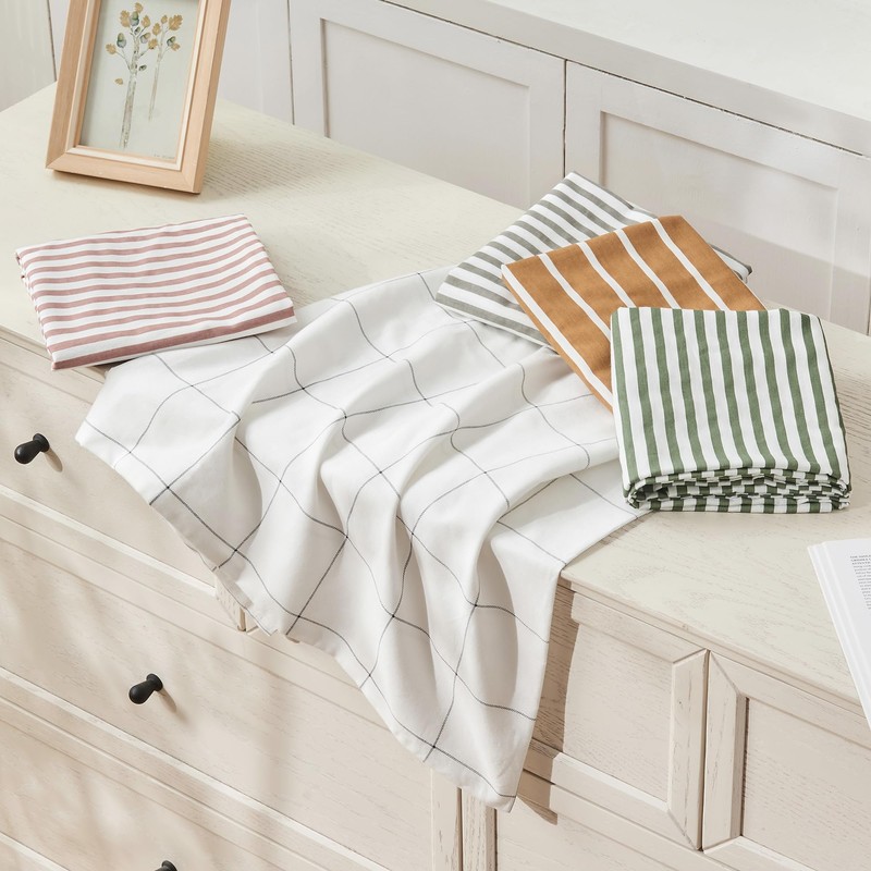 JELLYMONI 100% Natural Cotton Striped King Pillowcases Set, 2 Pack