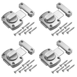 XINMEIWEN 4Pack Rotate Bolt Door Catch Gate Catches Security Door Slide Lock Revolving Door Fence Lock (Brushed)