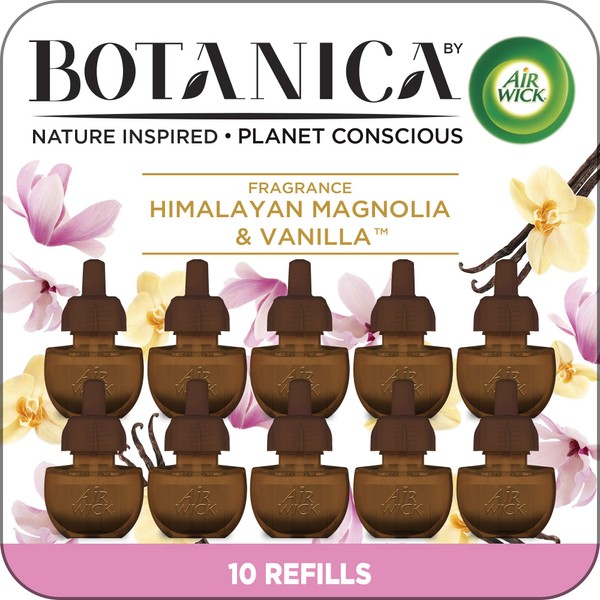 Botanica by Air Wick Plug in Scented Oil, 10 Refills, Himalayan Magnolia and Vanilla, Air Freshener, Eco Friendly, Essential Oils