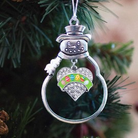 Inspired Silver - Easter Eggs - Silver Christmas Ornament - Pave Heart Charm Christmas Tree Ornament with Cubic Zirconia - Snowman Hanging Decoration