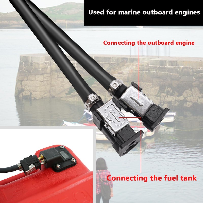 Tnisesm 5/16" 6FT Fuel Line Assembly, with Connector Rubber Marine