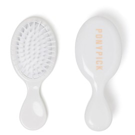 Pony Pick - White Mini Hair Brush - Travel size, Compact Hair Brush for Wet & Dry Hair - On-the-go Travel - Easy to Use Hair Detangler Brush