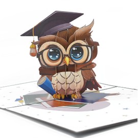 Teabug Cards Wise Little Owl Graduation Card for Newly Grads, Student Academic Achievements, Congratulations