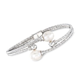 Ross-Simons 7-8mm Cultured Pearl Cuff Bracelet in Sterling Silver. 8 inches
