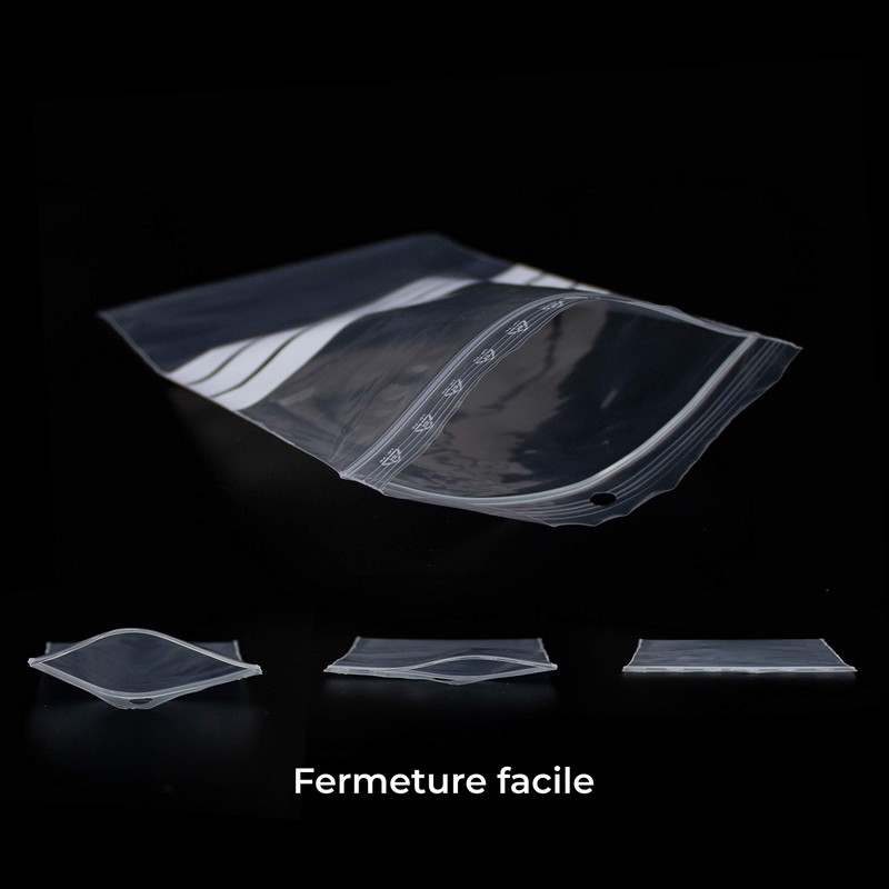 100 x Clear Zippered Bags with White Stripes - Food