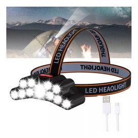 Dolores Lampara Táctica Cabeza Recargable Usb 11 Led Linterna Minera
