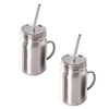 iplusmile 2pcs Stainless Steel Mason Jars Straw Overnight Oats Containers