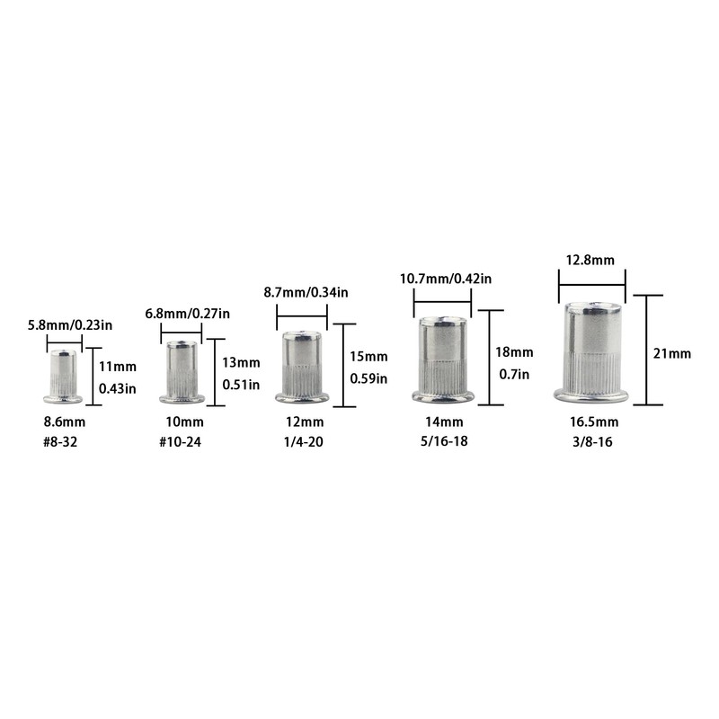 GCESSOIRY 240PCS Stainless Steel Rivet Nuts Kit, SAE UNC Threaded