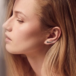 EVER FAITH 925 Sterling Silver Ear Crawler Earring for Women Black Cubic Zirconia Climber Hypoallergenic Piercing Gifts for Her