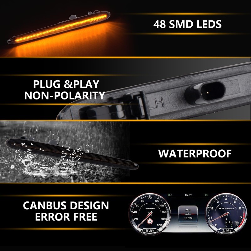 OZ-LAMPE 2Pcs LED Turn Signal Light, Side Indicator for Alfa-Romeo