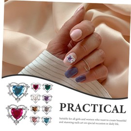 OHPHCALL 10pcs Shiny Nail Charms for DIY Nail Art Heart and Gem Decorations for Manicure Accessories and Home Craft Projects