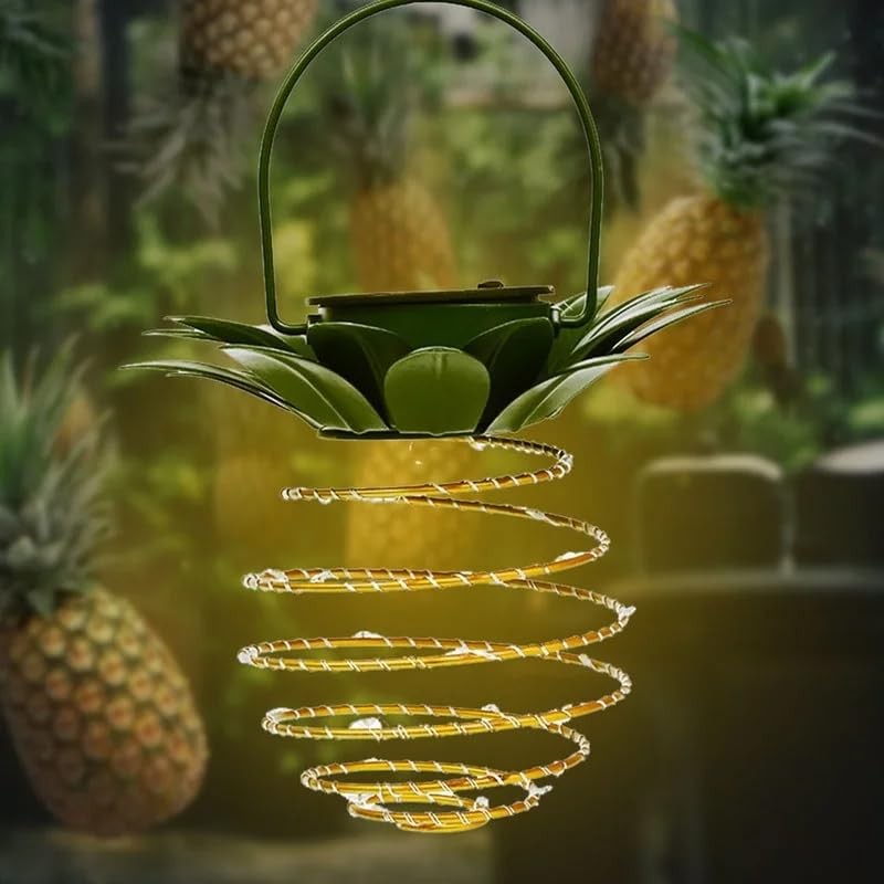 U-Vathing 2Pack 24LEDS Outdoor Solar Pineapple Lights,Waterproof Hanging Solar Lantern