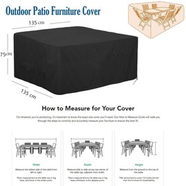 JPudinor Grtenmöbel Cover 135 x 135 x 75 cm, Tarpaulin Waterproof for Furniture, Garden and Winter, Garden Furniture