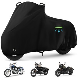 Motorcycle Cover Waterproof for Cruiser Models/Softail Standard/Iron 883/Heritage Classic 114/Fat Boy 114, All Weather Sun Rain Outdoor Protection Motorbike Cover with Soft Cotton Lining & Storage Bag