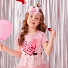 ONENINEDREAM Hair Bow for Baby Girls High Stretchy Soft Nylon Headbands Baby Hair Bow with Bows Hair Accessories Red Pink Heart White Wings