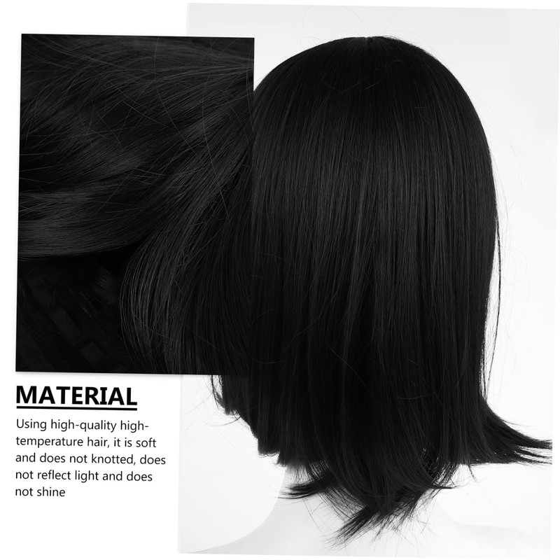 Outanaya Short Bob Wigs Bangs for Women Black Straight Wig