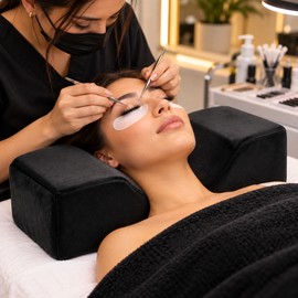 Lash Extension Pillow for Salon Use – High-Resilience Sponge Headrest with Washable Flannel Cover & Non-Slip Base