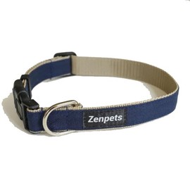 犬用 首輪 Zenpets クルール 無地 くすみカラー 小型犬 15mm幅 ネイビー