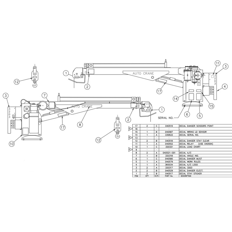 Auto Crane Decal KIT 3203PRX B