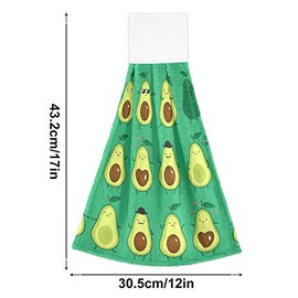 DIGTIA Summer Avocado Green Kitchen Hand Towels 2 Pack Funny Cute Fruit for Bathroom Hanging Tie Towel with Loop
