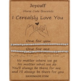 JoycuFF Love Morse Code Bracelets for Boyfriend Best Friend Daughter Mom Husband Sister Couple Matching Unique 2 Pcs Adjustable Jewelry for Birthday Christmas