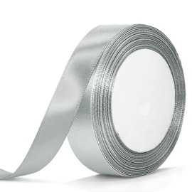 Bealif Silver Ribbon 25mm, 22m Silver Grey Satin Ribbon Polyester Ribbon for Gift Wrapping, Crafting, Hair Bows, Sewing Project, Bridal Bouquet, Wedding Baby Shower Decoration