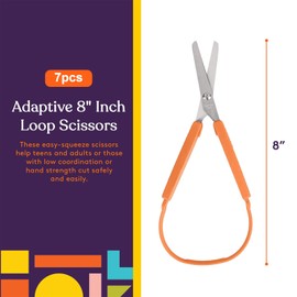 Qaestuan Pack of 7 Loop Scissors with Handle, Self-Opening Safety Scissors for Children, Colourful Children's Scissors with Adaptive Handle, Toddler Scissors, Self-Opening Scissors, Suitable for