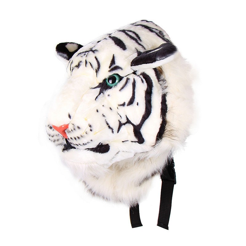 White Tiger Head Bagpack ID Bag Medium Hard Leopard Weaving