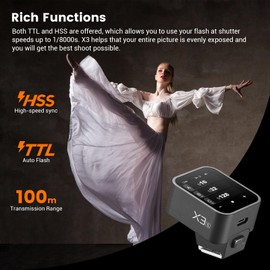 Godox X3S X3-S TTL Wireless Flash Trigger for Sony Camera, 2.4G Wireless Touchscreen Flash Transmitter, Support TTL Auto/Manual/Multi Flash, Built-in Lithium Battery, High-Definit OLED Screen