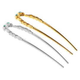 SAFIGLE 2pcs U Shape Metal Twist Hair Forks for Long Hair Elegant Silver Gold Vintage Effortless Styling with Radiant Sparkle