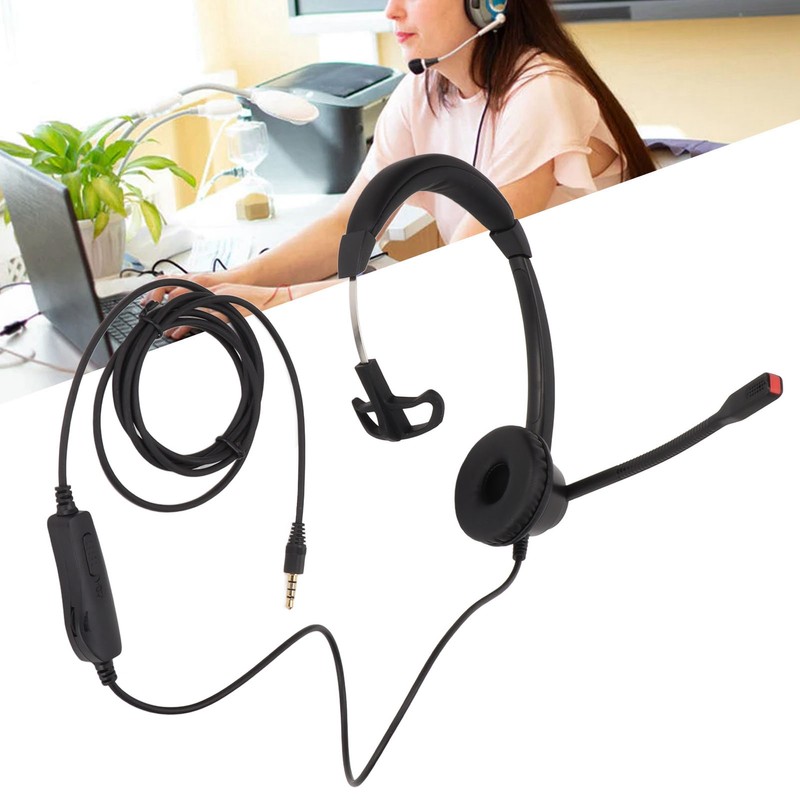 Telephone Headset Clear Comfortable Plug and Play Monaural Traffic Headset
