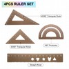 sourcing map 4pcs Triangular Ruler Set 15mm Aluminum Geometric Protractor